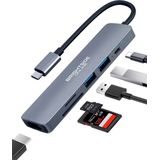 Brightside USB hub 3.0 - 6 in 1 USB C hub HDMI - USB splitter - SD kaartlezer