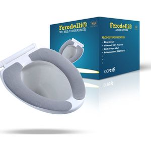Ferodelli Wc Bril Hoes - Toiletbril Cover - Toiletbril - Wc Deksel - Wasbaar - Verwarmde Wc Bril - (Niet Elektrisch) - Zelfklevend - Grijs
