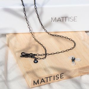 MATTISE Zwart Staal Brillenkoord met Grote Schakels — Brillenkoordje Dames en Heren — Zwarte Lang Zonnebril Koordje — Brilketting Brilkoord Chain Ketting