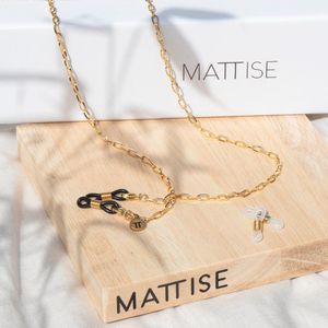 MATTISE Goud Staal Brillenkoord met Grote Schakels — Brillenkoordje Dames en Heren — Gouden Lang Zonnebril Koordje — Brilketting Brilkoord Chain Ketting