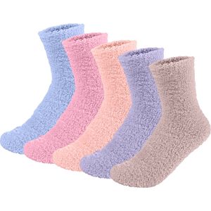 Huissokken - Beige - Fleece - 5-Pack met Kleurvarianten