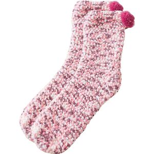 Malinsi® Fluffy Candy Sokken Dames - Roze Bruin - One Size maat 36-41 - Huissokken - Dikke Wintersokken - Cadeau voor haar - Housewarming - Verjaardag - Slofsokken Vrouw
