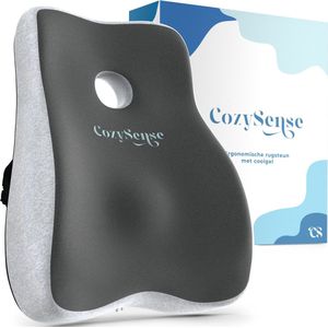 CozySense® Rugsteun - Rugkussen Onderrug - Verstelbaar - Lendekussen - Rugsteun Auto - Geschikt voor Bureaustoel, Auto, Bed, Bank - Ergonomisch - Met Coolgel & Wasbare Hoes