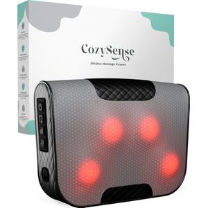 CozySense - Shiatsu Massagekussen - Zwart - Elektrisch en Draadloos - Warmtefunctie