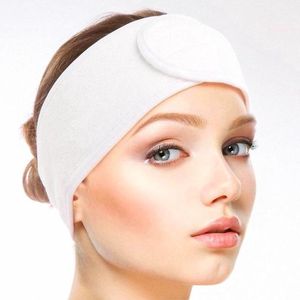 Premium Verstelbaar Badstof Hoofdband - Haarband - Badstoffen Bandeau - Make Up - Schoonheidsspecialist - Professioneel en Thuisgebruik - 2 STUKS - Wit