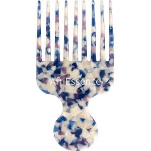 AfriEssence Speckle Afro Kam | Afro kam - Krullend Haar – Volume – Curly Hair - Wide Comb – Acetaat – Krullend Haar – Detangling Shower Comb - Afro Haar Verzorging | Blue