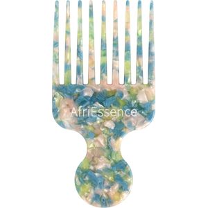 AfriEssence Speckle Afro Kam | Afro kam - Krullend Haar – Volume – Curly Hair - Wide Comb – Acetaat – Krullend Haar – Detangling Shower Comb - Afro Haar Verzorging | Green