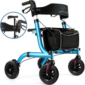 Safe AgeÂ¬Ã† Rollator leicht und faltbar - Sitzfunktion - für den Innen- und Außenbereich - Rückenlehne und Gehstockhalterung