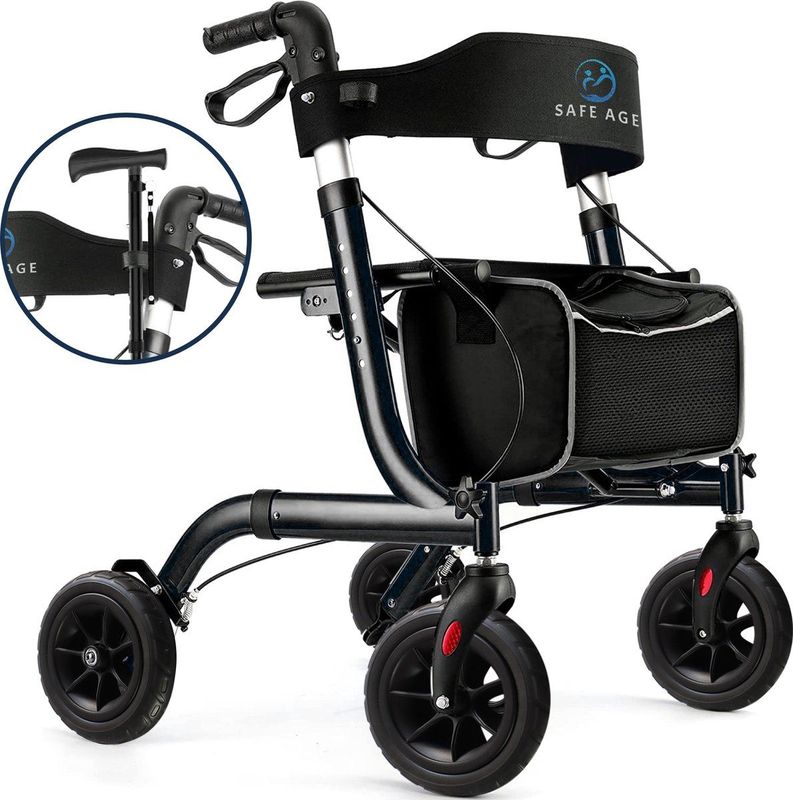 Safe Age - Rollator - Aluminium - Opvouwbaar - Gevoerde Zitting