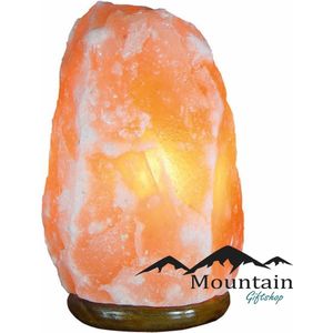 Himalaya Zoutlamp - Mountain Light - 2-3kilo - Houten voet - incl snoer en lampje