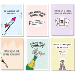 Liefs Jansje - Grappige Nieuwjaarskaarten 2025 - 18 stuks) - Enkele A6 kaarten - Envelop + Sluitsticker