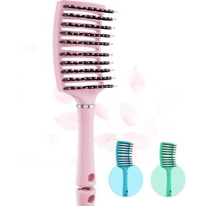 Moonie - Curved Anti-Klit Haarborstel - Roze