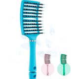 Moonie's Curved Anti-klit Haarborstel – Ontwarrende borstel voor vrouwen, mannen en kinderen – Voor krullend, fijn en dik haar – Voor nat en droog haar (Blauw)
