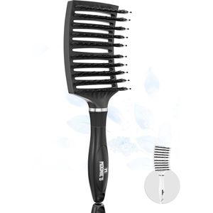 Moonie - Curved Anti Klit Haarborstel - Zwart