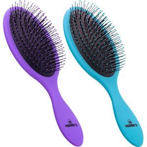 Moonie's Anti Klit Haarborstel - Duo pack - Ronde Borstel - Blauw/Paars