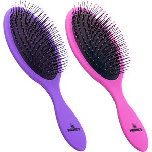 Moonie's Anti Klit Haarborstel - Duo pack - Ronde Borstel - Paars/Roze