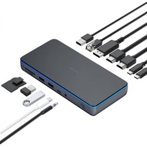 iMounts MacBook Air/Pro docking station - 3 beeldschermen - 2x HDMI en Displayport - DisplayLink - MacBook M1/M2/M3/M4- 13 poorten