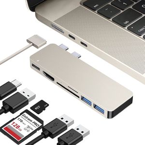 iMounts usb-c hub geschikt voor MacBook Air/Pro, HDMI, Thunderbolt, USB3.0, SD-reader voor MacBook Air M2/M3, HDMI (Starlight, sterrenlicht)
