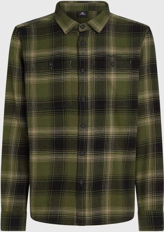 O'Neill - Flannel Check - Overhemd - Green Check - 100% Katoen, Regular Fit, Rolkraag, Drukknoopsluiting
