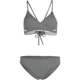 O'Neill Dames Bikini Set Baay Maoi Zwart/Wit Gestreept - TACTEL® - Bralette met Medium Ondersteuning