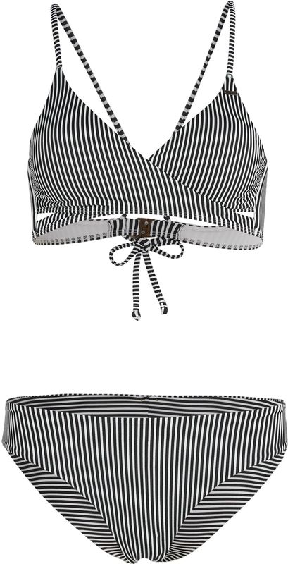 O'Neill Dames Bikini Set Baay Maoi Zwart/Wit Gestreept - TACTEL® - Bralette met Medium Ondersteuning