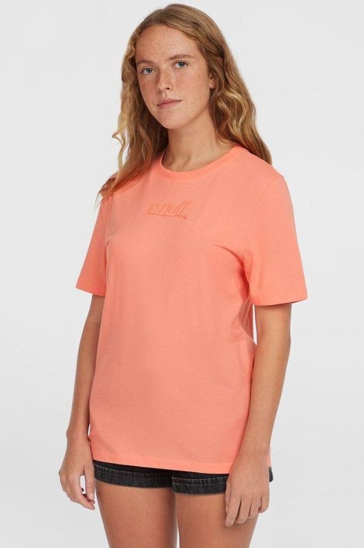 T-shirt - Essentials Script - Zomerkleur - Regular Fit - Geribde Ronde Hals