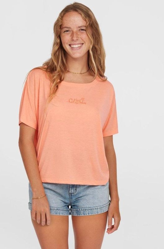 O'Neill - Essentials Script Drape T-shirt - Beige - 85% Polyester, 15% Linnen