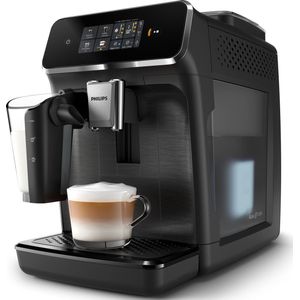 PHILIPS 2300-Serie Volautomatische Espressomachine - 4 Dranken, Modern kleurentouchscreen, LatteGo-melksysteem, SilentBrew, 100% Keramische Molen, AquaClean Filter. Matzwart (EP2330/10)