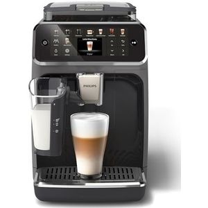 Philips 5500-serie volautomatische espressomachine: 20 warme en ijskoffies, snelreinigend LatteGo-melksysteem, 40% stiller met SilentBrew, QuickStart, zwart en zilver (EP5544/50)