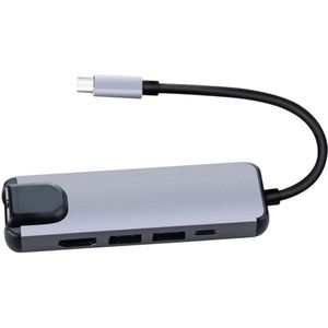 Type-C Naar Hdmi Hd Converter Rj45 Gigabit Netwerkkaart Usb3.0 Hub Type-C Opladen Gigabit Ethernet Lan adapter