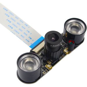 Raspberry Pi Camera Nachtzicht 5 MP OV5647 Focal Verstelbare Camera + 2 Infrarood Verlichting + FFC ondersteuning Raspberry Pi 4B/3B +/3B/2B
