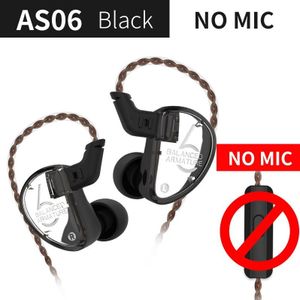 Ak Kz AS06 3BA Balanced Armature In Ear Oortelefoon Hifi Running Sport Hoofdtelefoon Kz ZS10 AS10 ZS6 Zst ZS5 ZS7