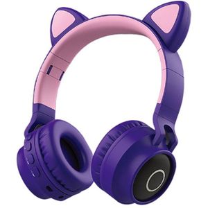 Leuke Kat Bluetooth 5.0 Headset Draadloze Hifi Muziek Stereo Bass Hoofdtelefoon Led Licht Mobiele Telefoons Meisje Dochter Headset Voor Pc