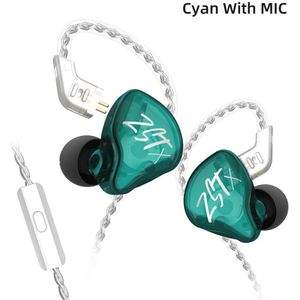 Kz Zst X 1BA + 1DD In-Ear Oordopjes Hybrid Unit Hifi Bass Sport Dj Oordopjes Headset Met Zilver-Plated Kabel Oortelefoons Voor Zst Zsn