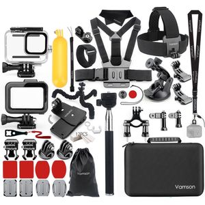Vamson Waterdichte Behuizing Case Beschermhoes voor Gopro Hero 8 Zwarte Accessoires Kit Mount voor Go Pro 8 Actie Camera VS155