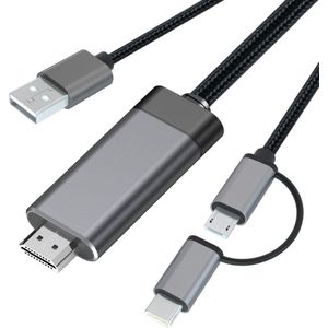 2 In 1 Oplaadkabel Usb C Type C Naar Hdmi Home Office Voor Android Digitale Av Video Adapter Hoge prestaties Converter Hd 1080P