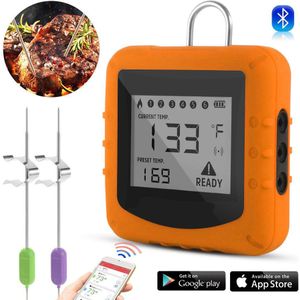 Draadloze Bbq Vlees Thermometer Smart Bluetooth Remote Keuken Vlees Oven Koken Temperatuur Monitor Real-Time Alarm App Herinnering