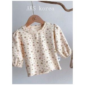 Koreaanse Kinderen Dieptepunt T-shirt Herfst En Winter Meisje Leuke Koreaanse Bloemen Dieptepunt Bladerdeeg Mouw Top