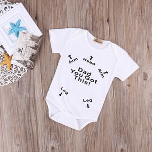 Print Brief Papa U Kreeg Dit! Usa Pasgeboren Baby Meisje Jongen Kleding Korte Mouw Romper Jumpsuit Kleding