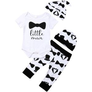 Baby Zomer Kleding Peuter Kids Baby Meisjes Jongens Kleding Brief Korte Mouw Wit Romper + Broek + Hoofdband 3 stuks Sets 0-24M