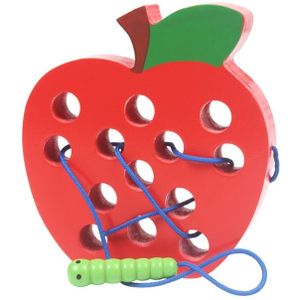 Baby educatief houten speelgoed threading spel insecten dragen touwen en insecten eten vruchten apple vroege onderwijs baby