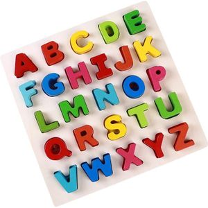 Houten Alfabet Peuter Puzzlestoys Kids Heldere Kleur Letters, Meisje & Jongen Leren Middelen Vorm Puzzel Voorschoolse Leren Speelgoed