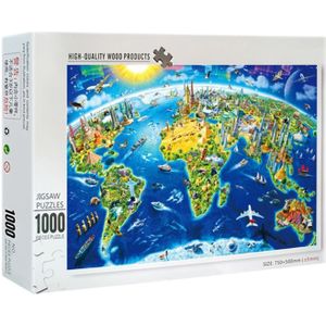 1000 Stks/pak Wereld Landmarks Kaart Puzzel Hout Jigsaw Monteren Puzzels Voor Volwassen