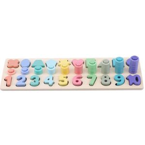 Baby Houten 3D Alfanumerieke Puzzel Kinderen Jongen Meisje Kleurrijke Geometrische Educatief Speelgoed