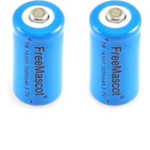 CWLASRER FreeMascot 3.7V 1000mAh TR 16340 Oplaadbare Li-Ion Batterij (2 stuks) (Blauw)
