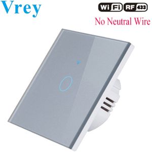 Vrey Wifi Smart Touch Switch100V-240v Muur Touchscreen Schakelaar Suppor Afstandsbediening Enkele Firewire Crystal Glass Switch Panel