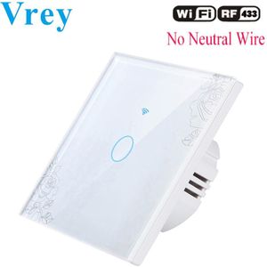 Vrey Wifi Smart Touch Switch100V-240v Muur Touchscreen Schakelaar Suppor Afstandsbediening Enkele Firewire Crystal Glass Switch Panel