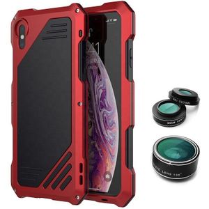 Met Fisheye Lens Universele Shockproof Waterproof Metal Armor Telefoon Case Voor iPhone XR Xs Max