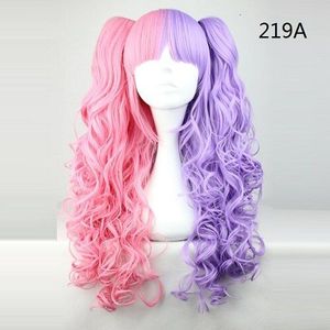 MCOSER 70 cm/60 cm Lange Wit en Zwart pigtail Gemengde Synthetische Pruik 100% Hoge Temperatuur Fiber Hair WIG-231A