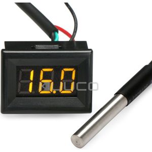 DC 12V 24V Digitale Thermometer 0.36 ""Gele Led-55 ~ 125 Graden Celsius Temperatuur Monitor voor auto/Water/Lucht/Binnen/Buiten